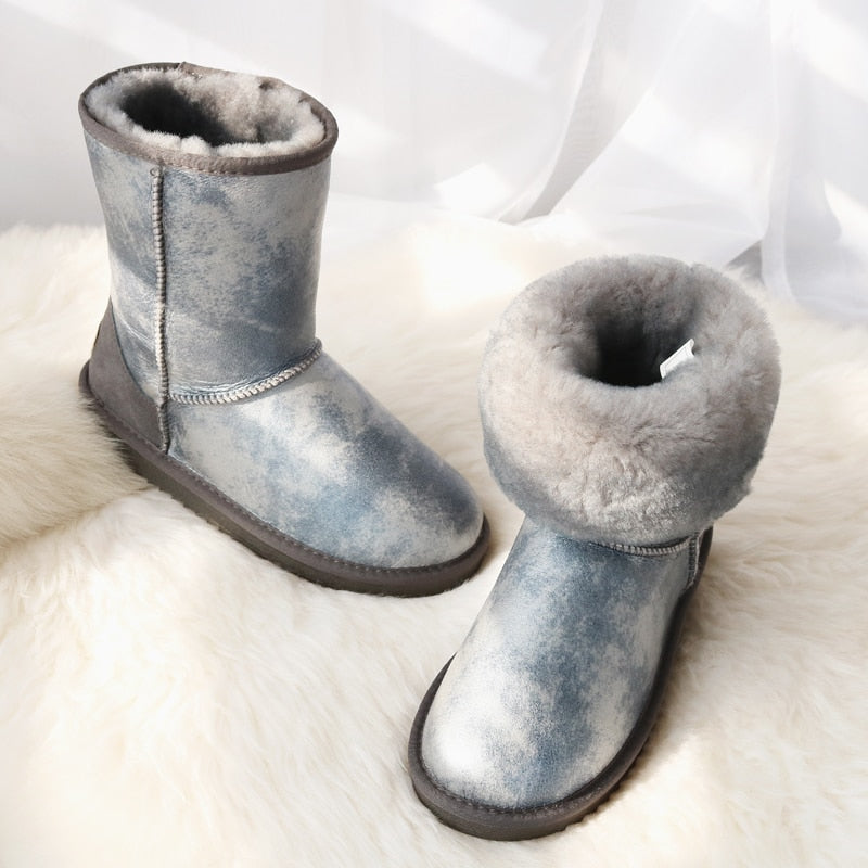 Luxury Australian Sheepskin Snow Boots  Warm / Anti-slip