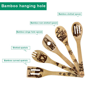 Unique Pattern Burned Wooden Spoons Nightmare before christmas 5 pieces