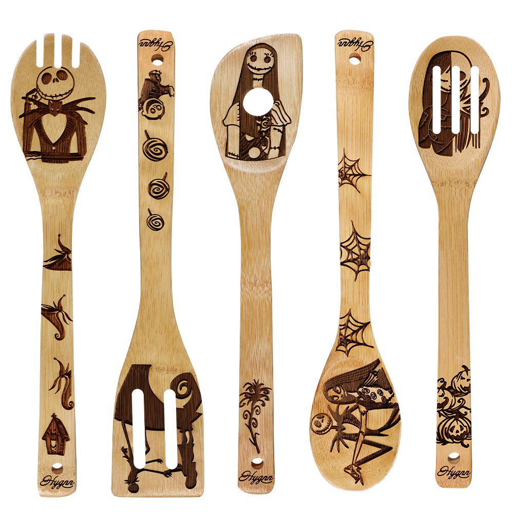 Unique Pattern Burned Wooden Spoons Nightmare before christmas 5 pieces