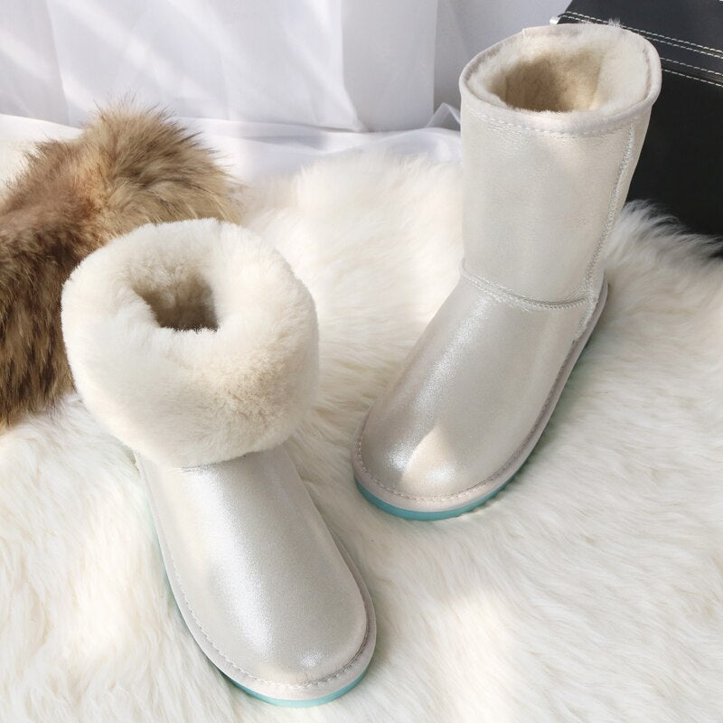 Luxury Australian Sheepskin Snow Boots  Warm / Anti-slip
