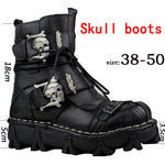Leather Skull Gothic Punk Combat Motorcycle Boots
