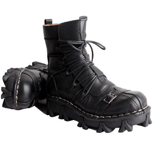 Leather Skull Gothic Punk Combat Motorcycle Boots