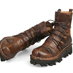 Leather Skull Gothic Punk Combat Motorcycle Boots