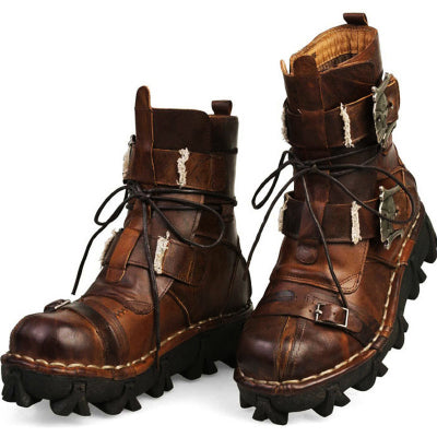 Leather Skull Gothic Punk Combat Motorcycle Boots
