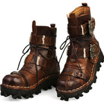 Leather Skull Gothic Punk Combat Motorcycle Boots