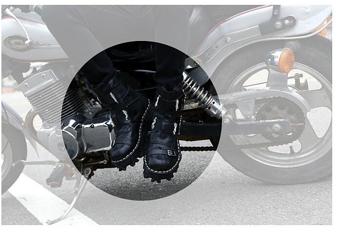 Leather Skull Gothic Punk Combat Motorcycle Boots