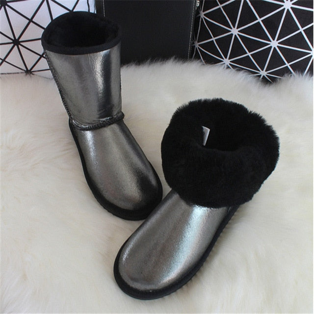Luxury Australian Sheepskin Snow Boots  Warm / Anti-slip