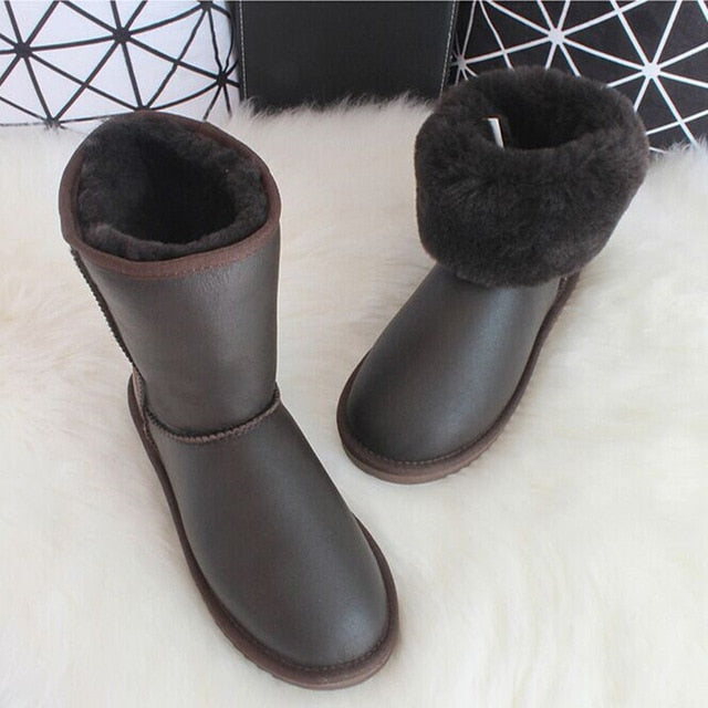 Luxury Australian Sheepskin Snow Boots  Warm / Anti-slip
