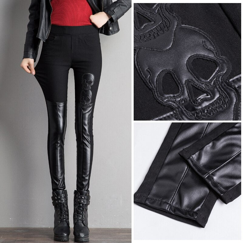 Skull Elastic Warm  Leggings