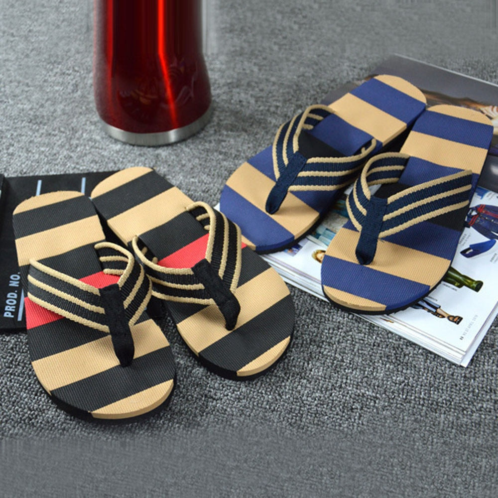 Men Summer Stripe Flip Flops