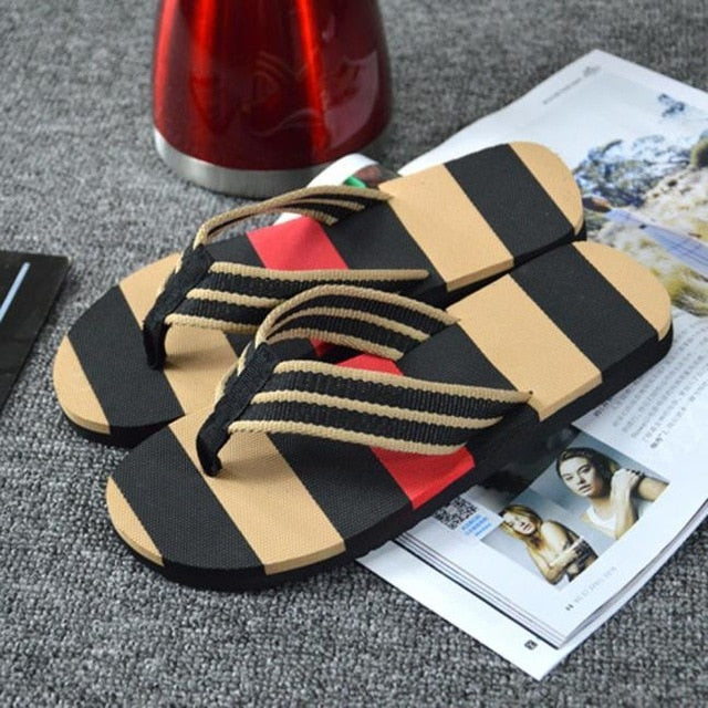 Men Summer Stripe Flip Flops