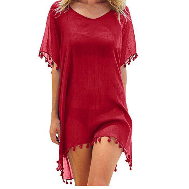 New Chiffon Tassels Beach Cover Up