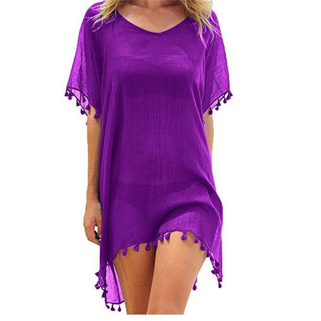 New Chiffon Tassels Beach Cover Up