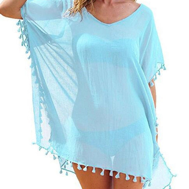 New Chiffon Tassels Beach Cover Up