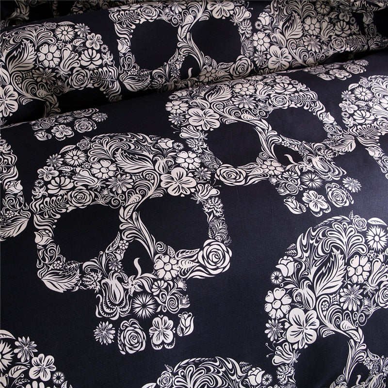 Skull Floral Queen Bedding Set Luxury 3D Printed
