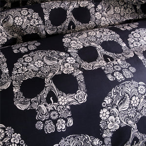 Skull Floral Queen Bedding Set Luxury 3D Printed