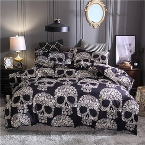 Skull Floral Queen Bedding Set Luxury 3D Printed